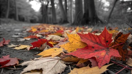 autumn leaves on the ground