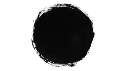 Black circle brush stroke grunge frame, cut out transparent