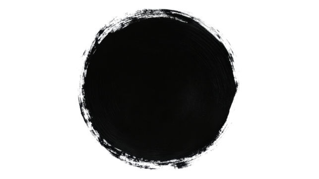 Black circle brush stroke grunge frame, cut out transparent
