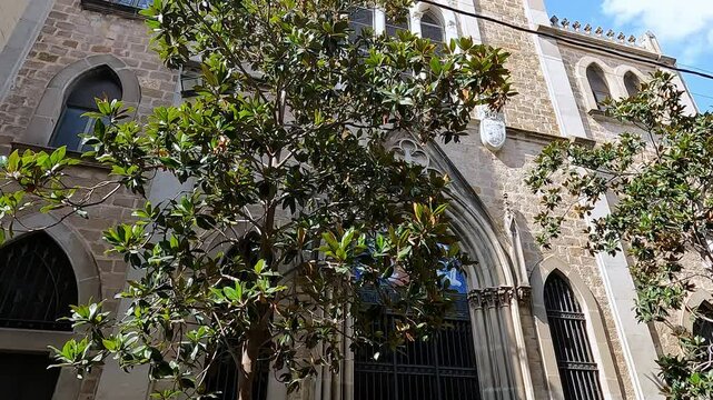 Badalona, Spain - 22 February 2025. The convent and church of the Carmelite Fathers, popularly known as the &lsquo;Fathers&rsquo;, is a religious centre of the Discalced Carmelites. Badalona, Spain