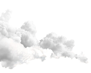 White Fluffy Clouds Isolated on Transparent Background, PNG