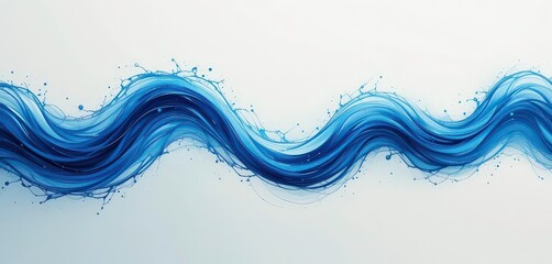  Oceanic Rhythm Dynamic Blue Waves on Soft Backdrop