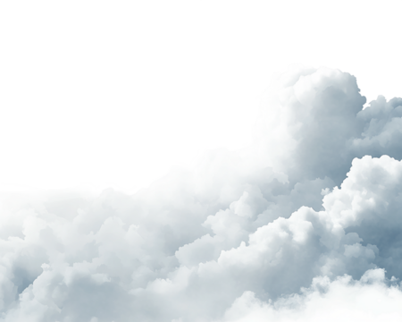 White Fluffy Clouds on Transparent Background, PNG