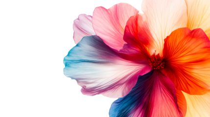 Colorful petals, flower, abstract design element, vivid hues, transparency, cut out transparent