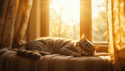  Serene Still Life Depicting the Comfort of a Cat s Presence in a Warm, Light Filled Home Setting