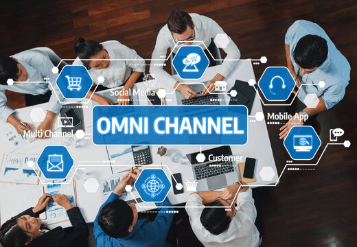 Top view analyst team utilizing BI Fintech to analyze financial data at table in meeting room. Analytic BI dashboard power on paper for business insight and strategic marketing planning. Prudent Amity