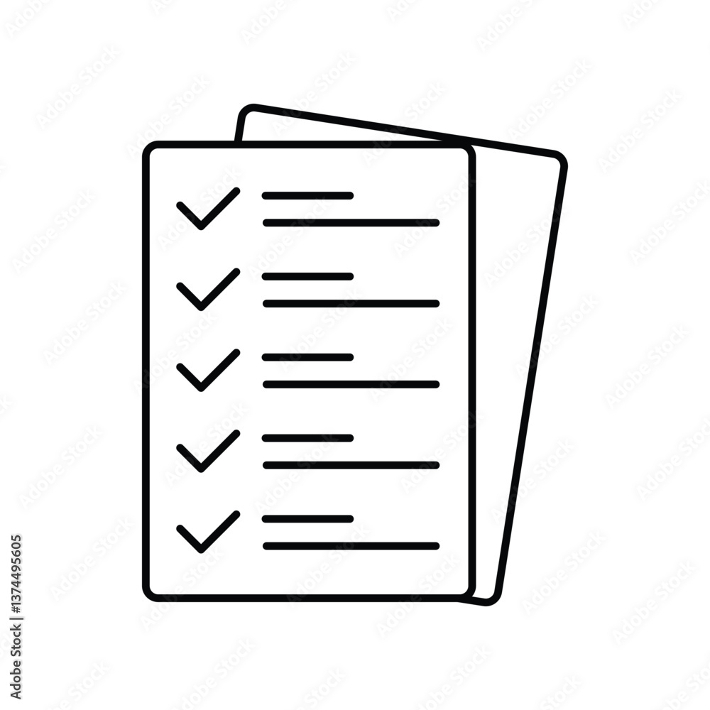 Poster simple outline of a checklist or to-do list icon vector on white background