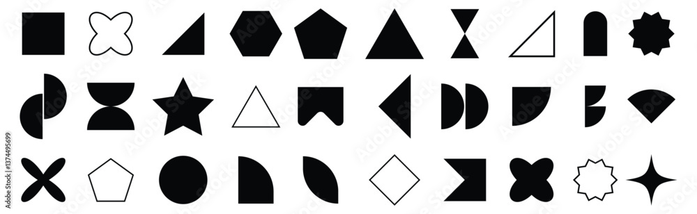 Poster collection of different abstract geometric shape design element vector on white background