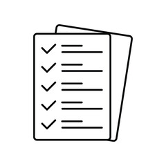 Simple Outline of a Checklist or To-Do List icon vector on white background