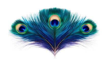 Obraz premium Peacock feathers illustration vibrant design, cut out transparent