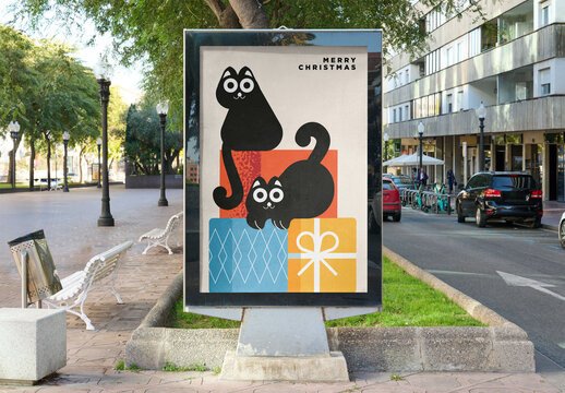Barcelona Urban Outdoor Ad Panel Mockup