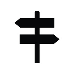 Simple black silhouette of a double-sided directional sign