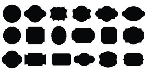 Collection of Decorative Blank Labels in Various Shapes