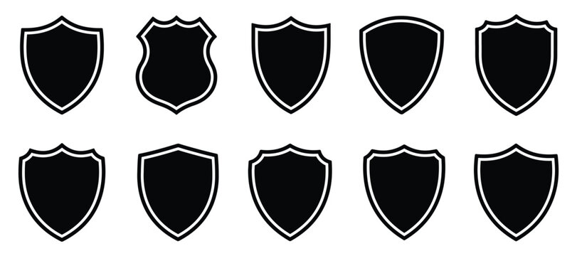 Set of Blank Shield Icons for Design Projects