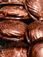 Chocolate Covered Cookies Assorted Indulgent Sweet Treats Delicious Dessert. Luxurious Confectionery Holiday Background 