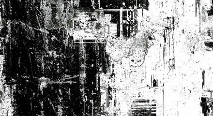 Fototapeta premium Abstract Sci fi grunge black and white distressed texture background, transparent background
