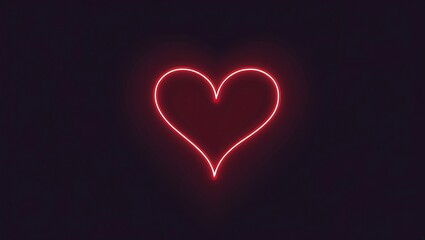 Red neon heart shape glowing against a solid black background
