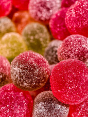 Colorful Sugar-Coated Gumdrops: Macro Photography of Vibrant Jelly Candies - Sweet Party Treats and Holiday Confectionery Desserts in Close-up Detail