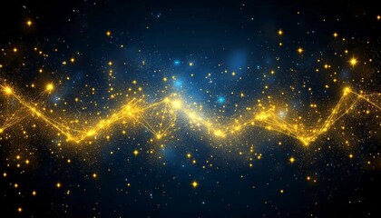 Glowing Golden Network, Interconnected Nodes and Edges, Vector Design, Saturated Colors