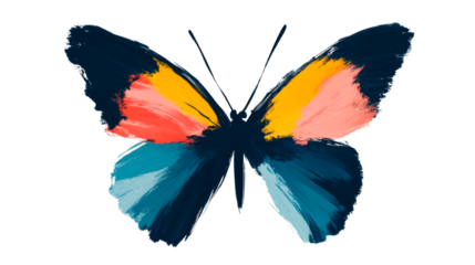 Butterfly, abstract, colorful, brushstroke, texture, wing, art, cut out transparent