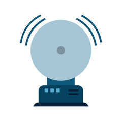 Illustration of a blue alarm bell ringing, with sound waves emanating from it, representing an alert, notification, emergency signal