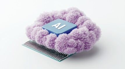 AI Conceptual Image with Cloud and Microchip Representation