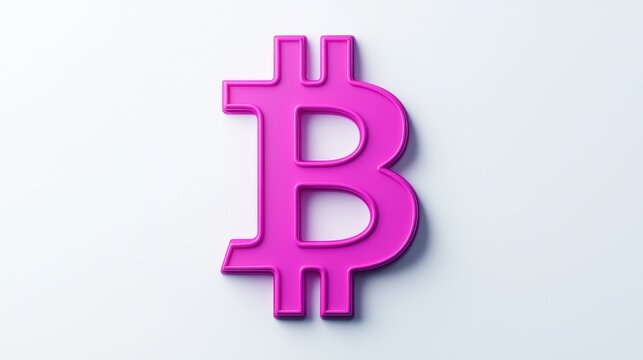 Pink Bitcoin Symbol on Minimalist Background for Cryptocurrency Concepts
