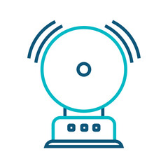 Blue Outline Vector Illustration of a Ringing Alarm Bell Representing Emergency Alert, Fire Alarm, and Safety Notification System Concepts