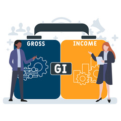 GI - Gross Income acronym. business concept background. vector illustration concept with keywords and icons. lettering illustration with icons for web banner, flyer, landing pag