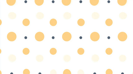 seamless pattern featuring evenly spaced polka dots in bold yellow, soft cream, and dark navy on white background. design is playful and versatile, suitable for various creative projects