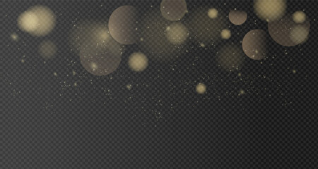 Magical golden wind festive isolated on transparent background. comet with sparkling stars . Powder dust light . Magical shining gold dust. Small shiny dust particles bokeh dust particles. PNG