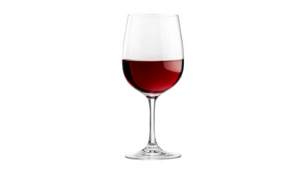 Wineglass with red wine isolated on black, cut out transparent