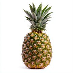 Fresh and juicy pineapple isolated on a white background showcasing its unique shape and vibrant coloration
