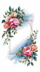 Obraz premium Watercolor frame in retro style.