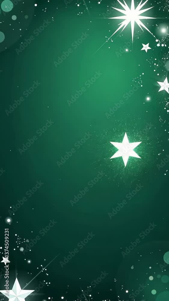 Poster a green background with stars and a star in the center. the stars are scattered throughout the backg