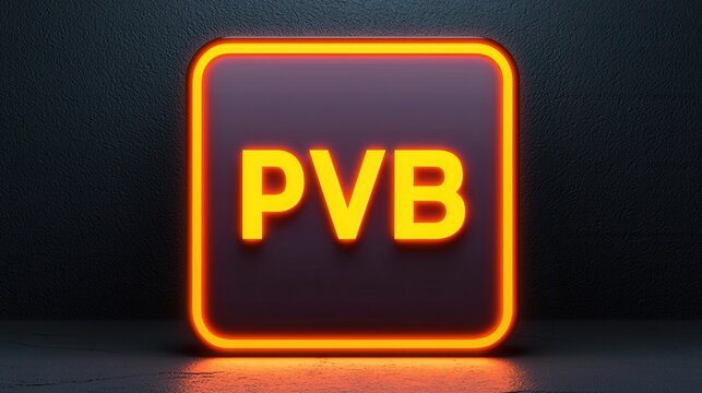 Neon PVB Logo on Dark Textured Background with Glowing Effect