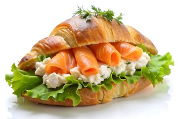 Delicious Smoked Salmon Croissant Sandwich, Perfect for Breakfast or Brunch