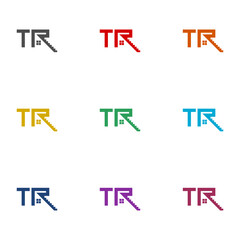 TR letter house icon isolated on white background. Set icons colorful