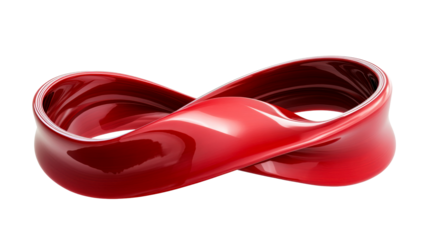 Red Infinity Loop, 3D Rendering, Abstract Design Element, cut out transparent