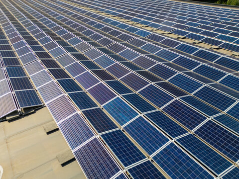 Aerial View of Solar Panels in Switzerland Landscape
