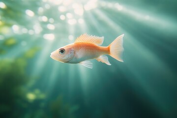 Fototapeta premium serene underwater scene features freshwater fish swimming gracefully surrounded by aquatic plants