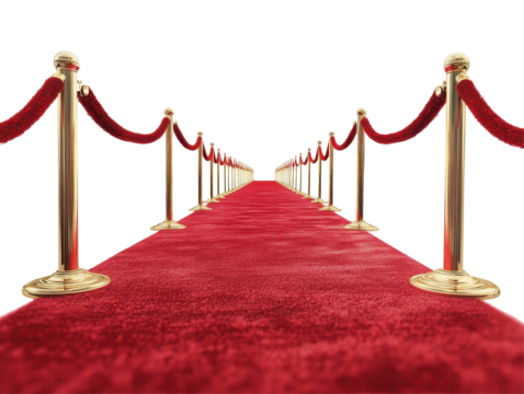 Isolated Red Carpet Event with Gold Stands