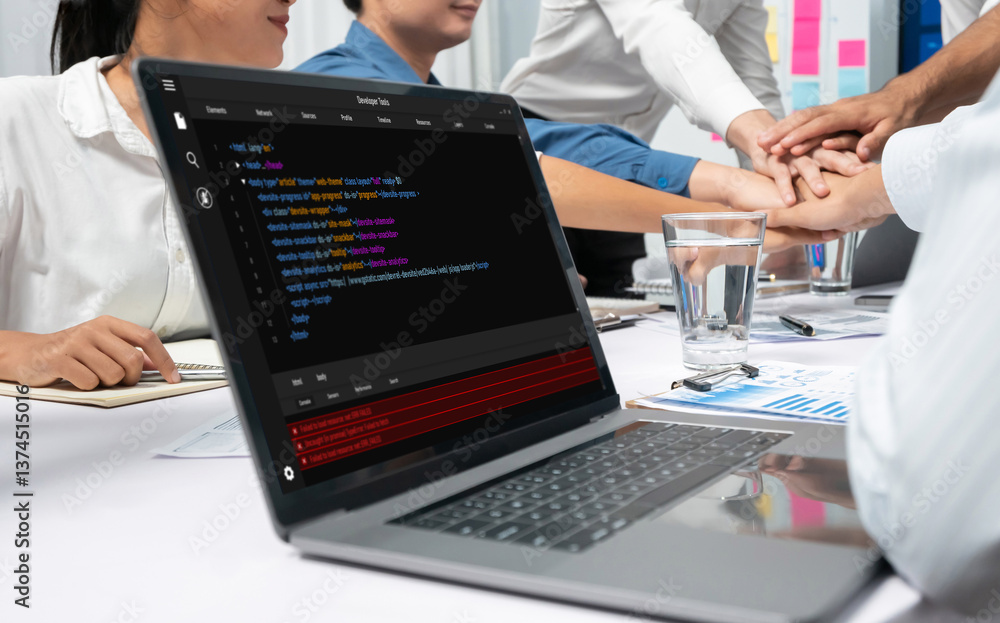 Leinwandbilder Software development programming on computer screen for brisk application and program coding