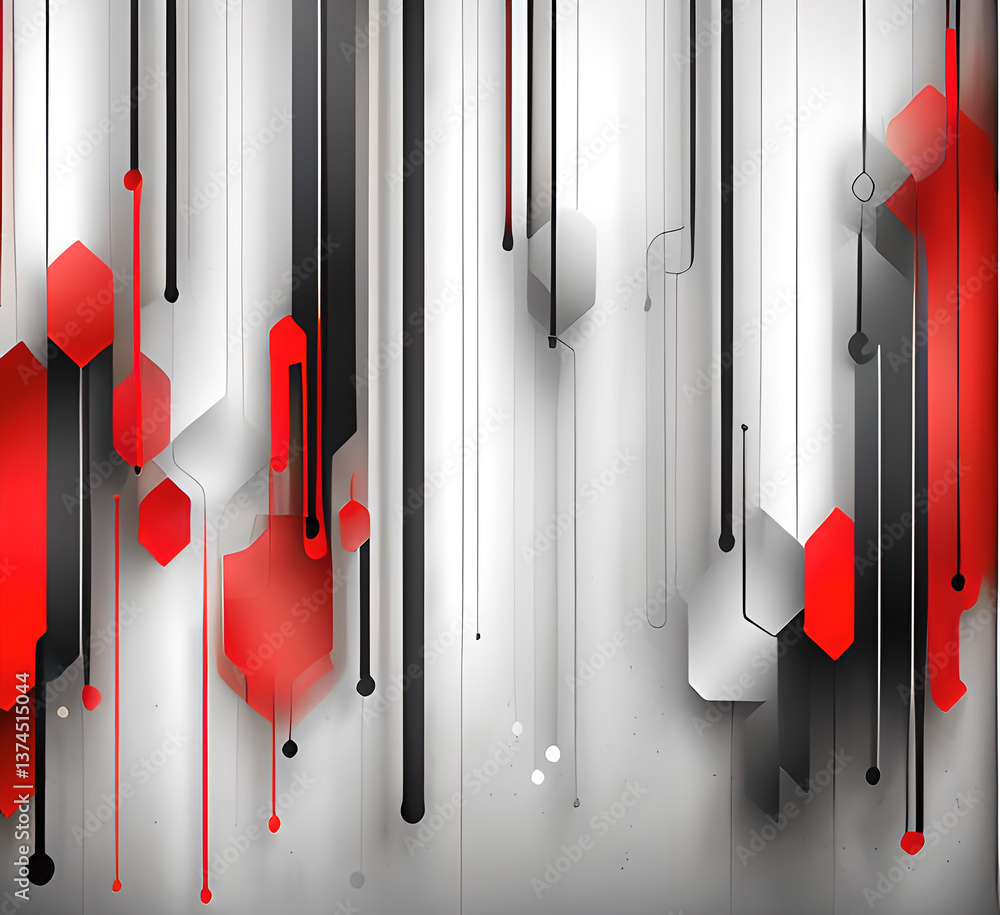 Aufkleber мodern red white geometric background features overlap effect abstract patterns layered ,generative 