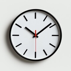 A modern wall clock with a minimalist design featuring black hands, a sleek round face, and a striking red second hand, perfect for enhancing any contemporary living space.