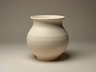 Ceramic beige clean vase. The vase is empty and has a simple, elegant design. handicrafts, DIY products.