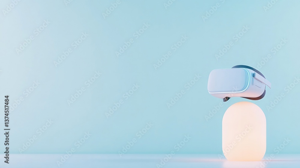 Poster capture immersive scene of person engaging with virtual and augmented reality in minimalist setting