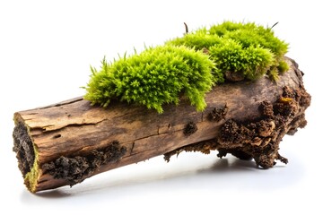 Close-up of green moss on a tree surrounded by autumn leaves in a forest