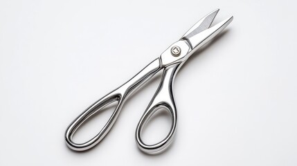 Polished Silver-Toned Shears with Curved Handles on White Background for Professional and Personal Use in Home and Garden Settings Crafting and More