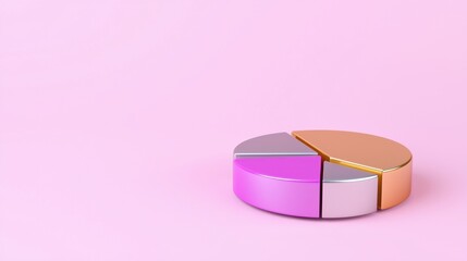 Colorful Pie Chart on Pink Background Representing Data Visualization